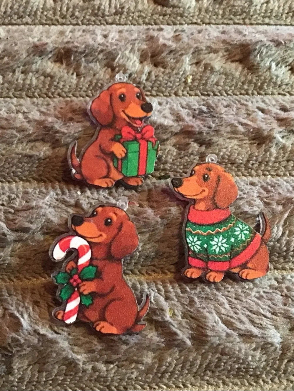 Holiday Dachshund mini magnet set - Brown Christmas Pet Decorations